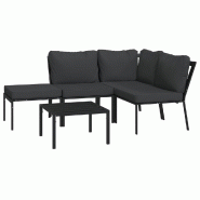 Helloshop26 - Salon de jardin meuble d'extérieur ensemble de mobilier 5 pièces avec coussins gris acier 02_0016379 - gris acier 3000318369605