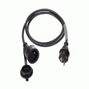 HQ Power HQ-Power Rallonge, avec gaine rétractile, H05RR-F 3G2.5, 1.5 m, 16 A/230 V, 3680 W, type E/F, IP44, caoutchouc, noir - EC01.5R25STBHQ