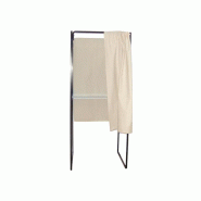 Isoloir électoral - rideaux en coton écru opaque - structure en acier laqué marron et panneaux latéraux en tôle laqué beige Isoloir électoral - rideaux en coton écru opaque - structure en acier laqué marron et panneaux latéraux en tôle laqué beige