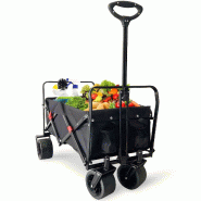 IvoQ Premium Chariot Pliable - Extra Solide & Haute Qualité - Capacité 120KG - Roues Larges - Noir - acier 8721161176879