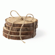 Lot de 4 sous-verres en bois de pin naturel 4 cm x 10 Ø - 5600847153966