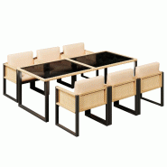 Merax ensemble repas de jardin, 6 personnes, 7-pièces, rotin, gris - multicolore multi-matériau OT986789A