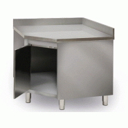 Meuble d'angle inox bas adossé P 600 mm