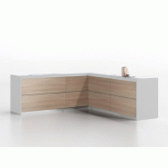 Banque d'accueil Vogue en angle finition bois moderne design italien Banque d'accueil Vogue en angle finition bois moderne design italien