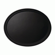 Plateau ovale (L)730 × (P)600 × (H)27 mm en fibre de verre avec revêtement en caoutchouc antidérapant, noir
