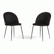RATTATAN Lot de 2 chaises en velours avec pieds en métal, design élégant pour cuisine, salle à manger, bar ou restaurant – Sara – Noir/Gris fo RATTATAN Lot de 2 chaises en velours avec pieds en métal, design élégant pour cuisine, salle à manger, bar ou restaurant – Sara – Noir/Gris fo