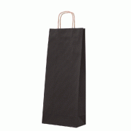 Sac kraft 2 bouteilles noir - poignées torsadées 18x8.5x39 cm - par 50