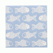 Serviettes, 3 plis pliage ¼ 33 cm x 33 cm "Fish" (200 unités) PAPSTAR - bleu papier 37095