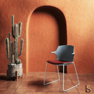 Siège visiteur design No Frill - Mobel Linea - Bleu clair