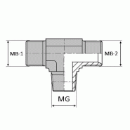 Té orientable mâle BSP x mâle gaz conique - 3/8' , 16.66 , 3/8' , 16.66 , 3/8' , 16.66