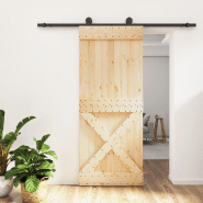 Vidaxl porte coulissante et kit de quincaillerie 85x210 cm pin massif 3203078 Vidaxl porte coulissante et kit de quincaillerie 85x210 cm pin massif 3203078