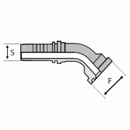 EMBOUT HYDRAULIQUE à SERTIR à BRIDE POUR HUILES HYDRAULIQUES HAUTE PRESSION 3000 PSI - SéRIE LéGèRE - 45° (SFL45) / KOMATSU® (SFK45) - 16 , 1  , 25.4 , 16 , 1  , 44.5 , 8 - SCB3401616