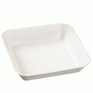 Assiette carrée Kanopée bagasse blanche laminée 10x10x2cm - par 200