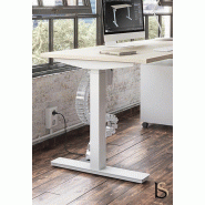 Bureau d'angle réglable TRAM - Mobel Linea - 160, Blanc, Acacia foncé_0