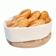 Corbeille à pain coton beige/marron Ø20x9,5cm - par 12