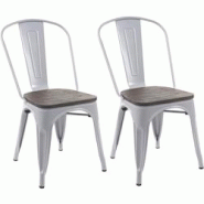 Décoshop26 - 2 chaises de salle à manger style industriel factory métal gris et assise en bois CDS04440 - gris 3000043531308 Décoshop26 - 2 chaises de salle à manger style industriel factory métal gris et assise en bois CDS04440 - gris 3000043531308