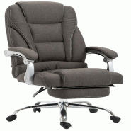 Décoshop26 - Fauteuil de bureau ergonomique avec repose-pieds extensible accoudoirs en tissu gris foncé et métal 10_0007066 - gris métal 3000265919120