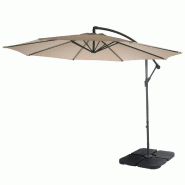 Décoshop26 - Parasol déporté protection solaire Ø 3m inclinable polyester/acier 11kg beige sable avec support 04_0000947 - beige acier 3000103832697