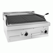 Grill à pierre de lave professionnel au gaz en acier inoxydable - 800 x 700 mm Grill à pierre de lave professionnel au gaz en acier inoxydable - 800 x 700 mm