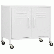 Helloshop26 - Armoire de rangement mobile avec étagère réglable 60 x 35 x 56 cm en acier blanc 02_0046902 - blanc acier 3000234490551
