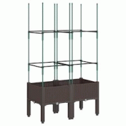 Helloshop26 - Jardinière bac lit surélevé plantes fleurs terrasse jardin avec treillis 80 x 40 x 142,5 cm PP marron 02_0038315 - 3000214193953 Helloshop26 - Jardinière bac lit surélevé plantes fleurs terrasse jardin avec treillis 80 x 40 x 142,5 cm PP marron 02_0038315 - 3000214193953