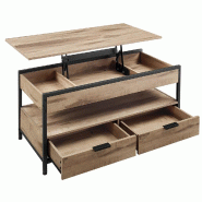 Helloshop26 - Table basse table de salon avec plateau relevable  50 x 100  tiroirs de rangement avec rangement ouvert et 12_0007480 - vert métal 3000