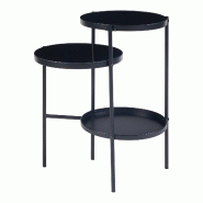 Helloshop26 - Table d'appoint avec 3 plateaux métal 70 x 58 x 37 cm noir 03_0010930 - noir métal 3000225489045