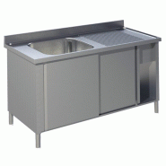 KBS Gastrotechnik KBS Evier 1400x700x850 mm avec 1 cuve à gauche avec portes coulissantes - Acier inoxydable 18/10 91921104
