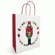 Sac kraft lisse "Casse noisette" poignées torsadées rouges 18+8x22cm - par 50