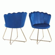 SalesFever Chaise coque en velours | Ensemble de 2 | Pieds chromés couleur or | L 69,5 x P 66 x H 85 cm | bleu foncé - multicolore multi-matériau 3 SalesFever Chaise coque en velours | Ensemble de 2 | Pieds chromés couleur or | L 69,5 x P 66 x H 85 cm | bleu foncé - multicolore multi-matériau 3