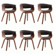 VidaXL Chaises à manger lot de 6 gris bois courbé et tissu Modèle Hivernia - 278729