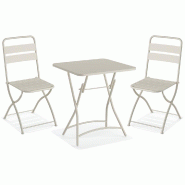 Breeze - Set de bistro en métal Sable - 2 chaises et table 60x60 cm