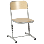 Chaise scolaire BRIO réglable - tailles 3 à 6, appui sur table, hêtre multiplis, piètement en acier_0