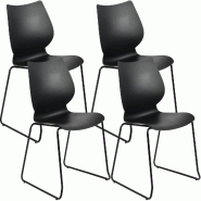 CLP Lot de 4 chaises empilables Houma Plastique HBT: 86x47x50 cm Noir - noir 328917