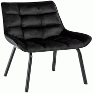 Décoshop26 - Chaise de salle à manger x1 en velours noir généreusement rembourrée piètement en métal noir 10_0007287 - noir métal 3000266034242