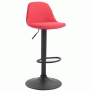 Décoshop26 - Tabouret de bar en tissu rouge et cadre en métal noir hauteur réglable pieds trompette TDB10572 - noir 3000427869607