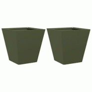 Helloshop26 - Jardinière bac lit surélevé plantes fleurs jardin terrasses lot de 2 olive 30 x 30 x 30 cm acier vert 02_0039078 - 3000218049072