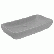 Helloshop26 - Lavabo salle de bain de luxe rectangulaire 71 x 38 cm céramique gris clair mat 02_0002702 - gris 3000102011536