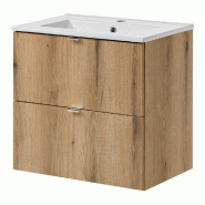 Helloshop26 - Meuble sous lavabo salle de bain rangement design avec vasque 60 x 57 x 39 cm chêne 03_0009970 - 3000224972470