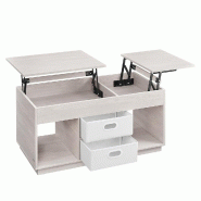 Helloshop26 - Table basse table de salon 50 x 100 x 48/62,3 cm relevable avec 2 tiroirs et compartiments cachés compartiments 12_0007490 - 3000224107