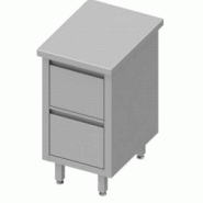Meuble bas table de travail inox centrale avec deux tiroirs 450x800... - P932678455