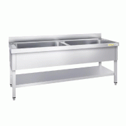 Plonge inox grande cuve 2000x600mm avec 2 bacs PREMIUM - GOLDINOX - inox 3701770816996