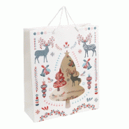Sac luxe "Scandinave blanc" poignées corde 32+12x38cm - par 12