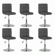 VidaXL Chaises pivotantes à manger lot de 6 Gris foncé Tissu Modèle Étoile Chic - 3087459