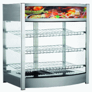 Vitrine de comptoir chauffée avec grilles. Double vitrage. Structure en acier inoxydable. Dimensions : 64,5x45x78,5(h) cm. FORCAR Modèle RTR137L - 3