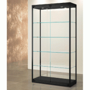 Vitrine T-Métal colonne 95x45xH190cm 4 spots LED - noir