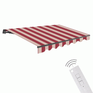 WASABI Store banne motorisé 4 x 2,5 m coloris beige et bordeaux – Télécommande incluse – Toile de protection solaire - rouge polyester BTK425074-E