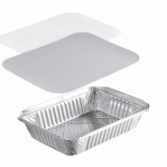 Barquette Aluminium Operculable NOVATRAY 910ml (218x155mm) + Couvercle - ECO PACK - Grand Format Vente à Emporter - Lot de 2000 - KBXL910RS