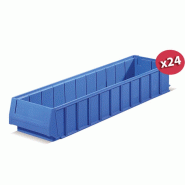 Carton de 24 bacs tiroirs plastique multibox bleu l.160 x p.500 mm_0