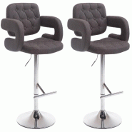 Décoshop26 - Lot de 2 tabourets de bar capitonné en tissu noir accoudoirs repose-pieds design moderne TDB10485 - noir 3000448969607